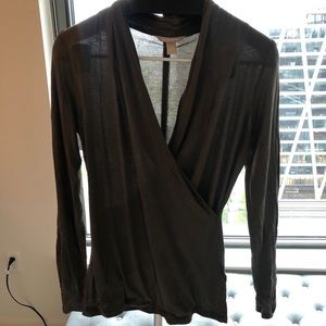 Olive green wrap shirt